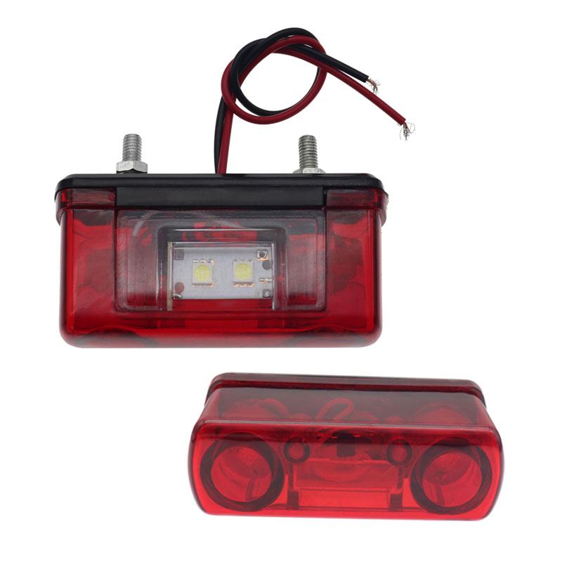 Nowy 12V 24V Led oświetlenie tablicy rejestracyjnej czerwony wodoodporny uniwersalny samochód ciężarówka przyczepa lampa tylna