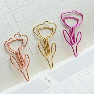 10PCS Cute Paper Clip Flower Shape Paper Clip Metal Bookmarks Planner Clips Clamp for Home Office Supplies Desk File