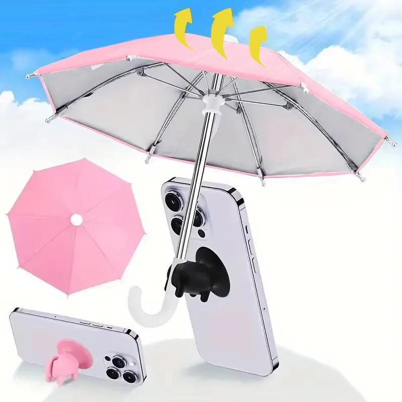 1Pcs Waterproof Rainproof Universal Smartphone Sun Shade Outdoor Live Phone Mini Umbrella Portable Car Phone Holder Umbrella