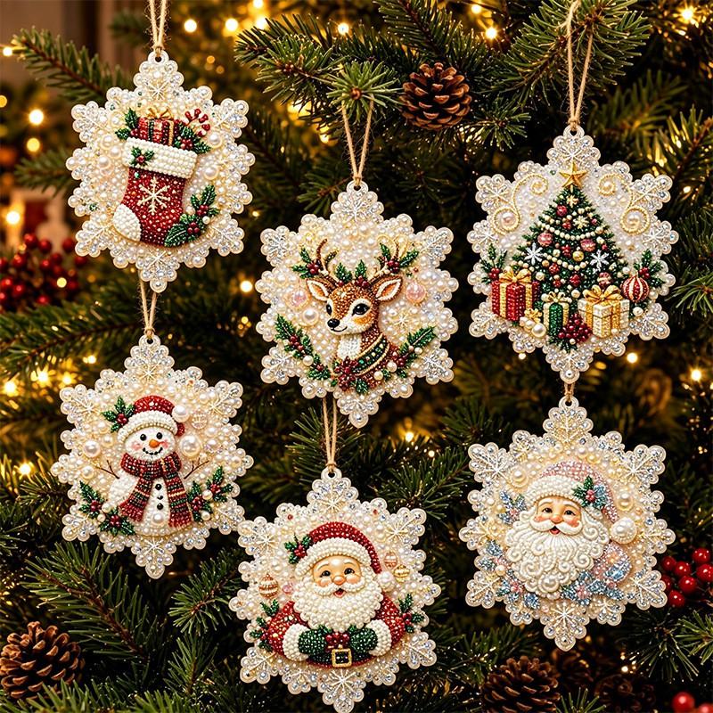 DIY Christmas Pearl Painting Kit Rope Tag Ornament Xmas Tree Decor