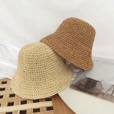 Summer Kids Baby Girls Child Bow-Tie Breathable Hat Straw Bucket Fisherman Cap