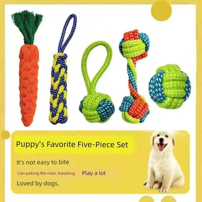 

Игрушки для моляров для собак, долговечные хлопковые веревочные игрушки, для маленьких и средних собак, игрушки для собак, игрушка-узел, фрисби, единица, товары для питомцев [Puppy] dog favorite five piece