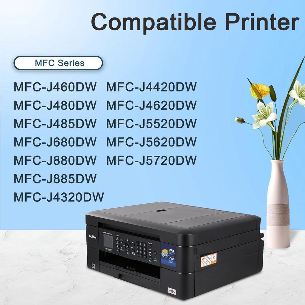 LC203 (LC-203) Ink Cartridges High Yield(Black/Cyan/Magenta/Yellow, 4-Pack) - LC203 XL Ink Cartridges Replacement for Brother Ink Cartridge LC201