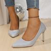 Fashion Style Two-Way Bridal High Heels Women's Thin Heel Silver Crystal New 2026 Spring Autumn Pure Color Shoes