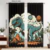 curtain2pcs Tyrannosaurus Rex Dinosaur Curtains- Retro Blackout Curtains with Grommet Top, Polyester Machine Washable