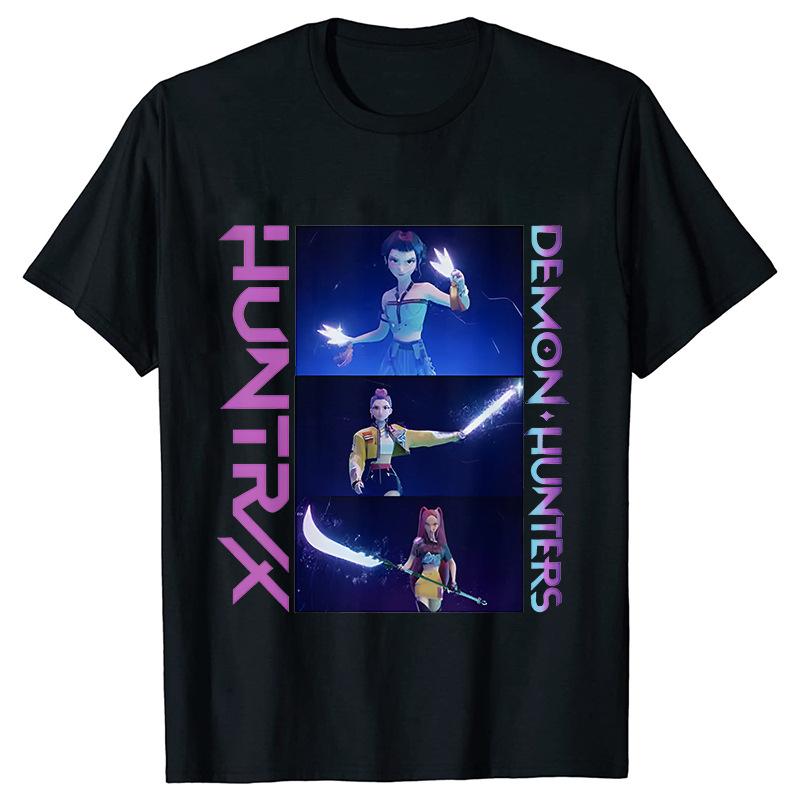 Movie KPop Demon Hunters Graphic Print T-shirt Rumi Mira Zoey Tshirt Saja Boys T Shirts Men's Women's Fashion Trend Streetwear