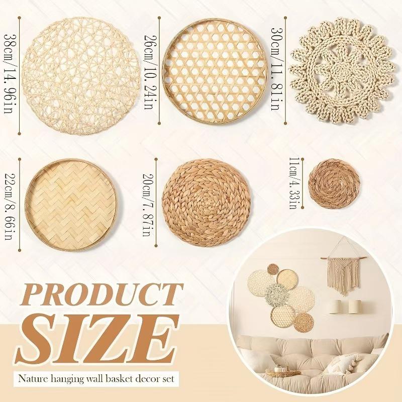 Handmade Rattan Wall Decor - Straw Woven Hanging Ornament for Living Room, Bedroom, or Restaurant Background