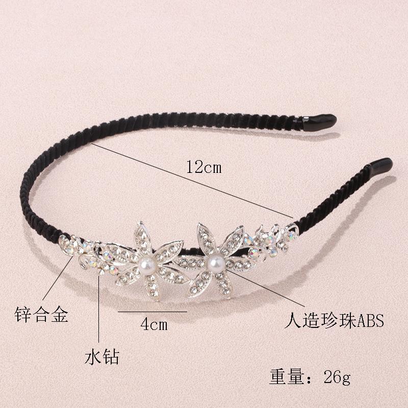 Crystal Alloy Flower Hairband, Anti-slip Headband Hairpin, Bridal Headpiece
