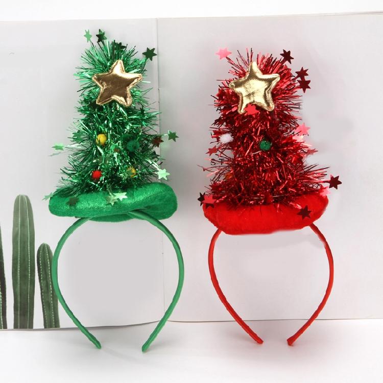 Christmas Hair Bands Glitter Santa Hat Headband Glowing Holiday Party Favor