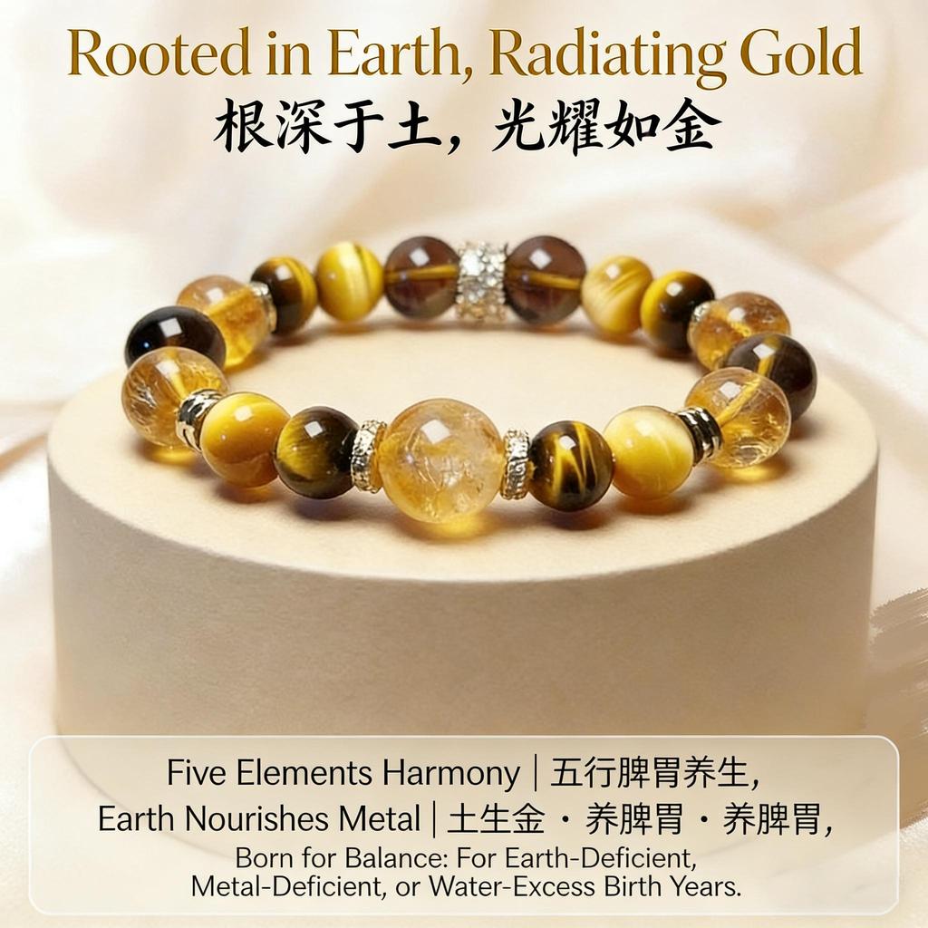 Yellow Tiger's Eye Tower-Shaped Bracelet – Wealth & Career Success-Traditional Chinese Culture Jewelry