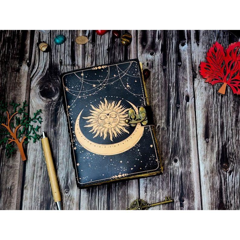 Sun Moon Vintage book for Men Women 200 Handmade pepar with Loc for Traveling Sketchbook poetry Notebook Birthday gifts For him pegan book
