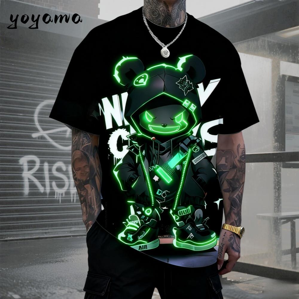 T-shirt da uomo Hip Hop con motivo Orso Stampa 3D Abbigliamento da uomo Estate Nuova Streetwear T-shirt Unisex Oversize Harajuku Abbigliamento da uomo