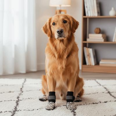 4 Pieces/set Paw Pattern Anti-Slip Dog Socks Wear Resistant Anti-licking Dog Shoes Socks Adjustable Warm Pet Knitted Socks