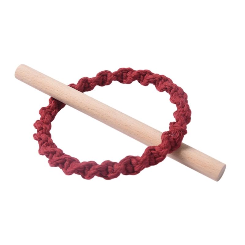 6Pcs Set Nordic Solid Wood Stick Thick Cotton Rope Simple Binding Rings Bedroom Living Room Decoration Curtain Buckles