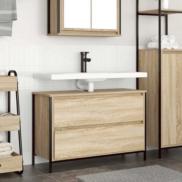 VidaXL Bathroom Cabinet Washbasin Drawers Sonoma Oak 90x34.5x60 Cm, Vanity Unit, Storage Cabinet of 861878