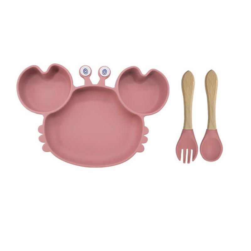Baby Silicone Crab Plate & Bowl Set with Bib - Food-Grade Tableware