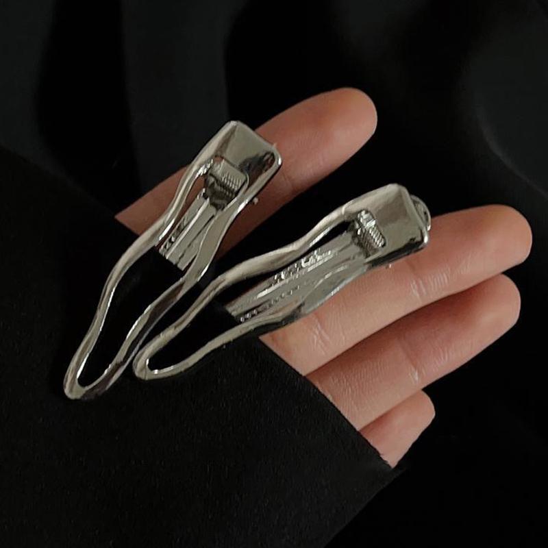 Vintage Minimalist Alloy Wave Shape Hair Clip Korean Fashion Silver Color Irregular Hair Pin Hair Accessories For Women Jewelry