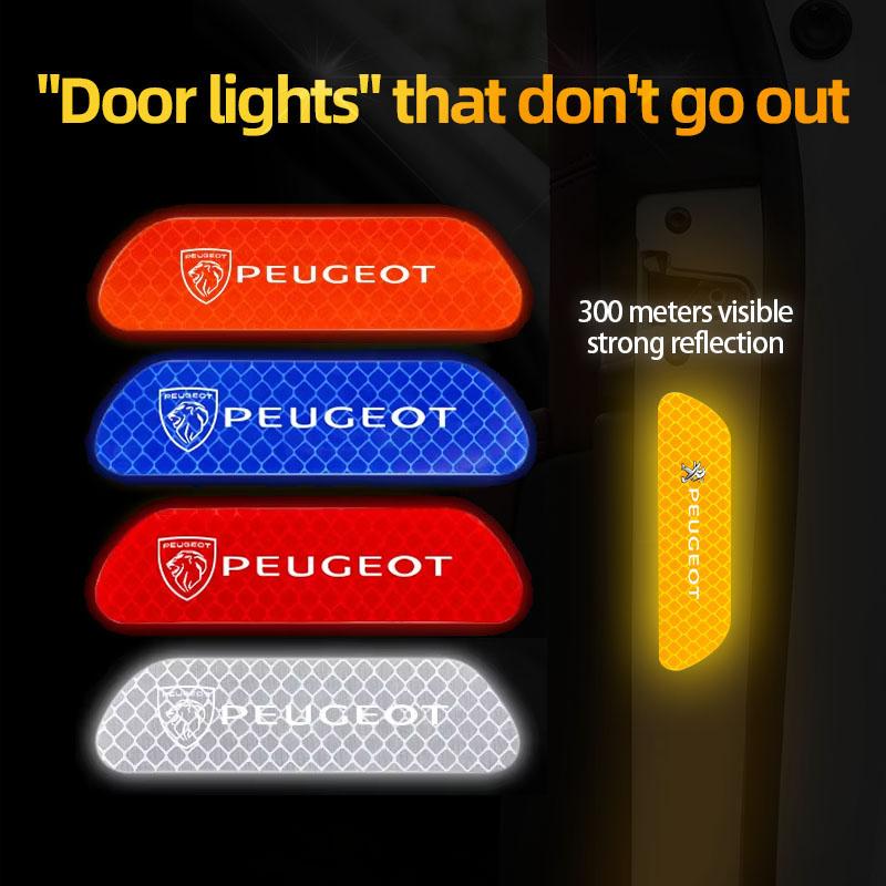 4Pcs Car Accessories Door Sticker Safety Warning k Reflective Sticker For Peugeot 206 307 308 207 3008 208 407 508 2008 5008 301