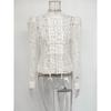VAYLA Lace Printed Shirts Tops Female Hollow Out Fashion Commute Vintage See-Through Blouse Women's Lace Shrug Shirts New