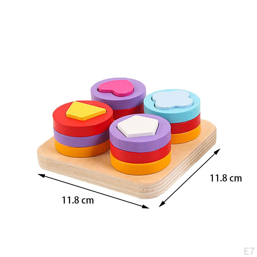 Wooden Stacking Toys Building Geometric Stacker Toddler Learning Educational