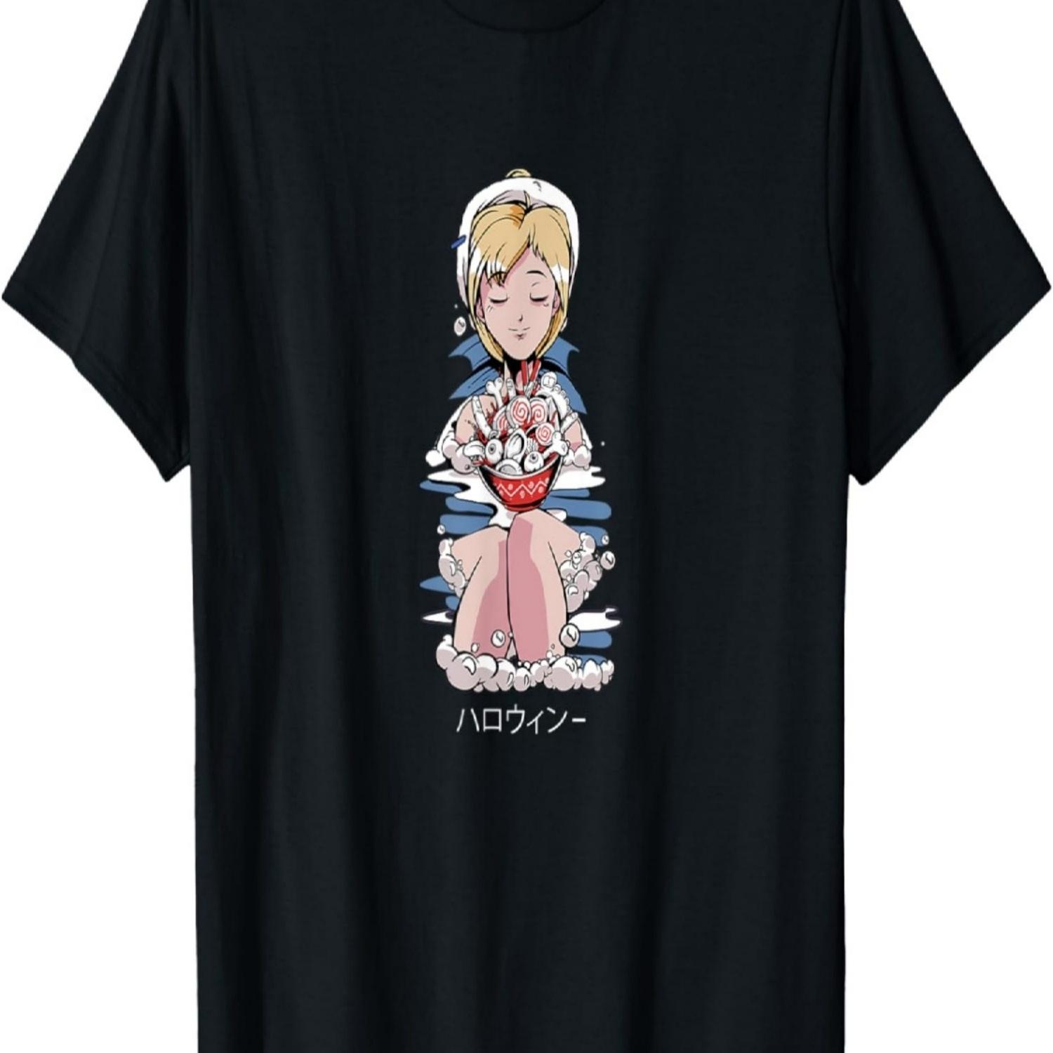 Kawaii Aesthetic Ramen Skeleton Anime Girl T-Shirt S