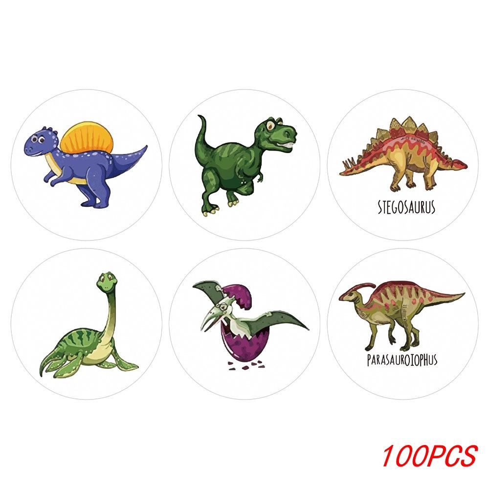 

100-500pcs 1 Round Dinosaur Stickers for Teacher Reward Stickers School Supplies Animal Incentive Roll Sticker for Home
