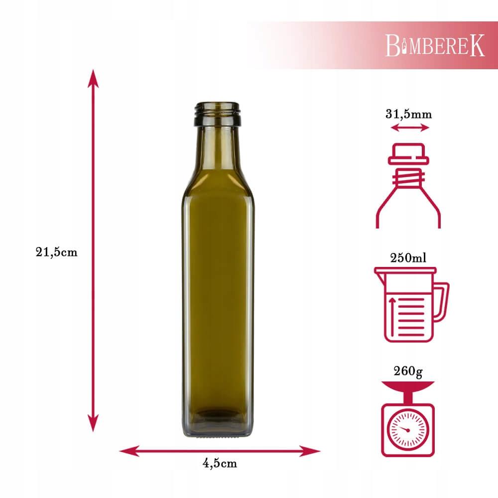 Bottle of MARASCA OLIVE 250ml for olive oil, tinctures, vinegar, oil, syrup, sauce bottles