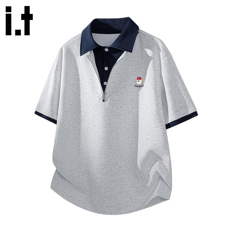 :CHOCOOLATEit Men s Faux Two-Piece Half-Zip Polo Shirt M
