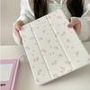 IPad Pro 12.9 Inch Case With Mirror Surface Tri-Fold Stand Pen Slot Floral Print PC Cover Air/Mini/10th Gen