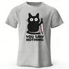 Cat with Knife Pattern Print Cotton Tshirt 2026 Summer New Style Casual for Both Unisex and Women Fashionable and Comfortable