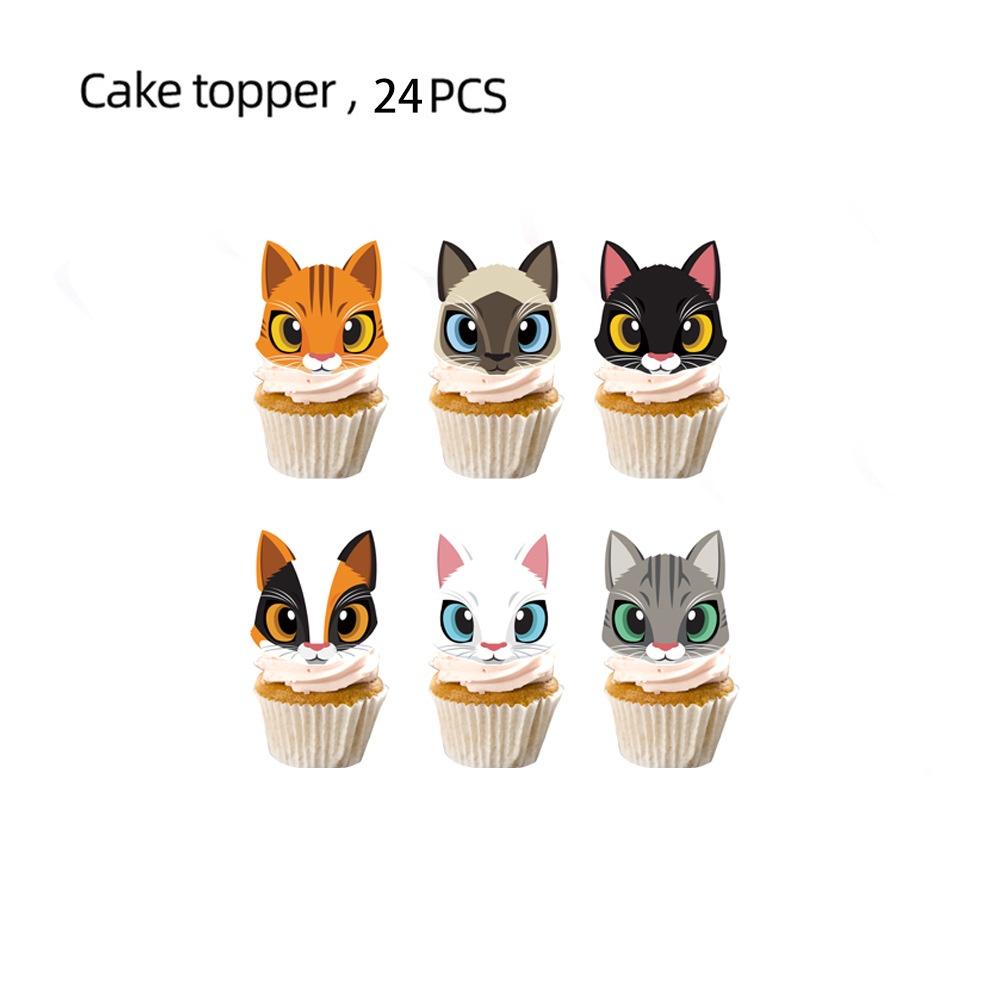 Cute Black And White Cat Birthday Party Supplies Set Cake Topper Flag Balloons And Hanging Decorations Included!