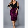 European & American V-Neck Sequin Plus Size Dress: Stylish & Unique Design