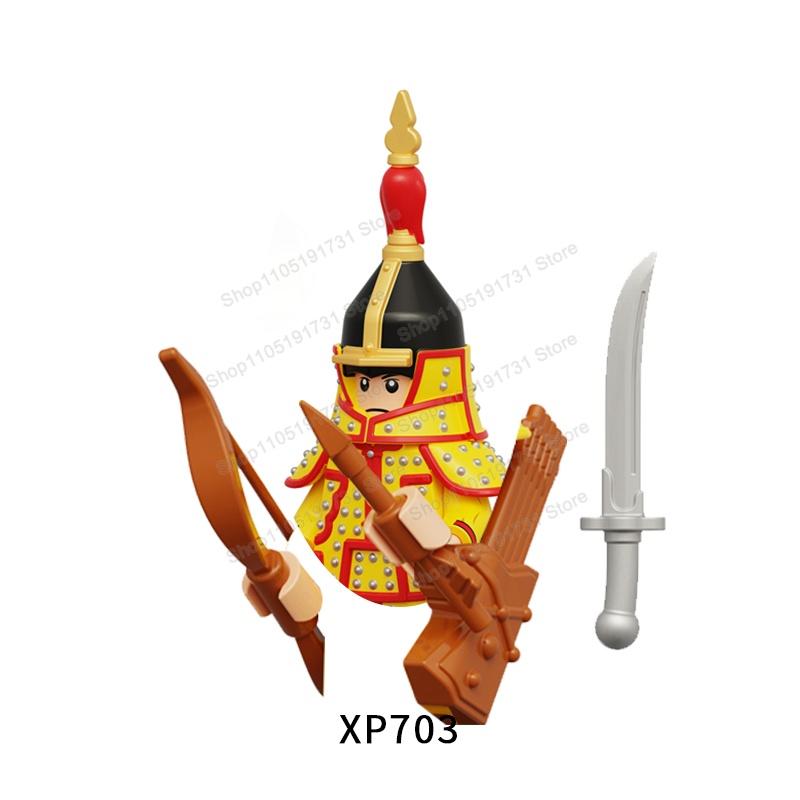 MOC Chinese Soldier Figures Building Blocks Shangzhou Dynasty Qin Dynasty Castle Warrior Knights Army Accessories Bricks Toys