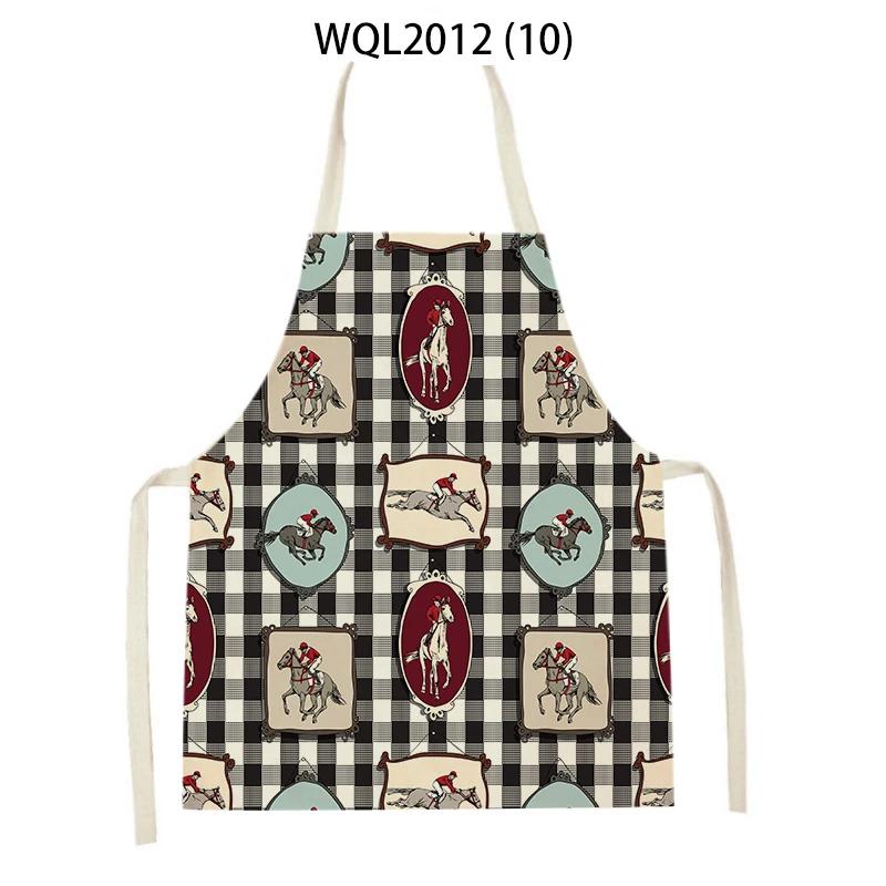 Retro Equestrian Kitchen Aprons for Women Men Linen Baking Bibs Household Cleaning Pinafore Animal Horse Home Cooking Apron