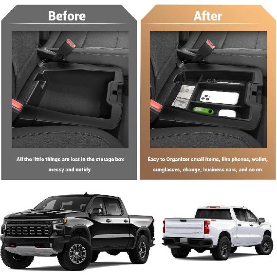 2025 Chevy Silverado Fold Down Center Console Organizer Tray for 2019-2025 Chevy Silverado 1500/ 2020-2025 Chevrolet Silverado 2500HD 3500HD