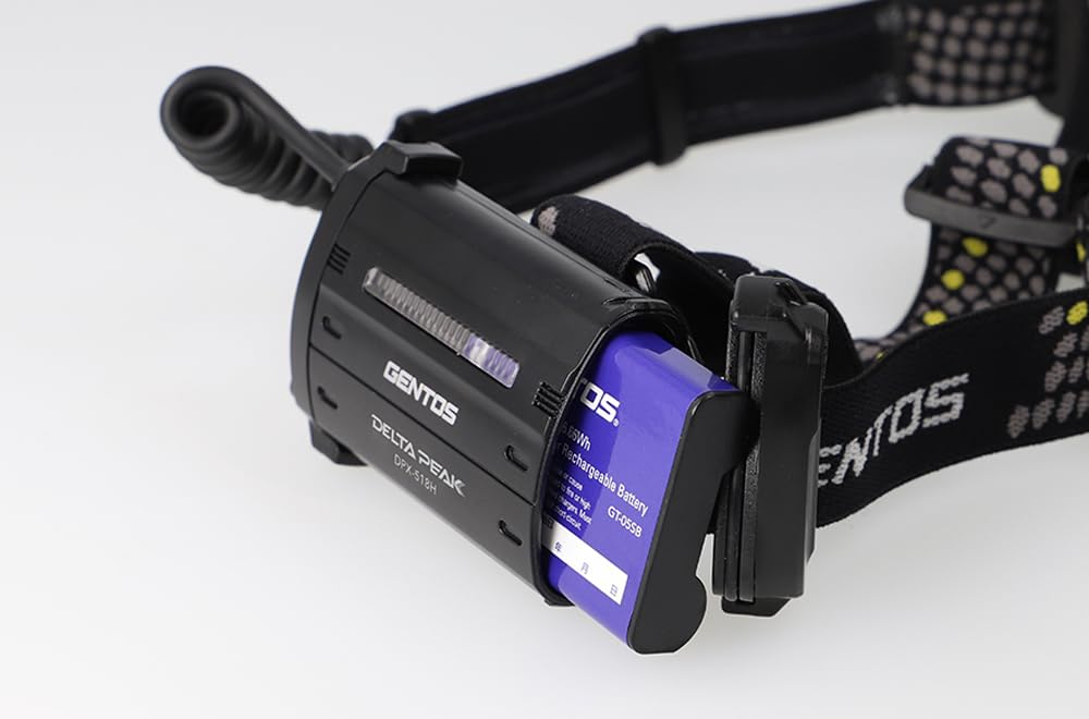 GENTOS LED USB 670 Hours of Operational Run Rear View Requires a Rechargeable Battery or 3 AA Batteries Delta Peak Headlamp, Rechargeable, Lumens, 4.5