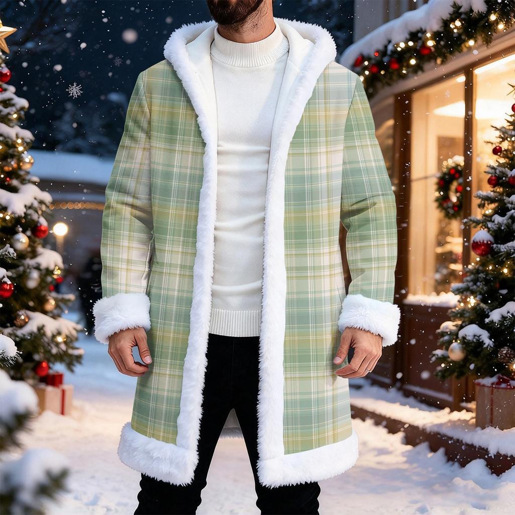Men's Casual Plaid Print Jacket Fall Winter Outerwear for Everyday Wear
