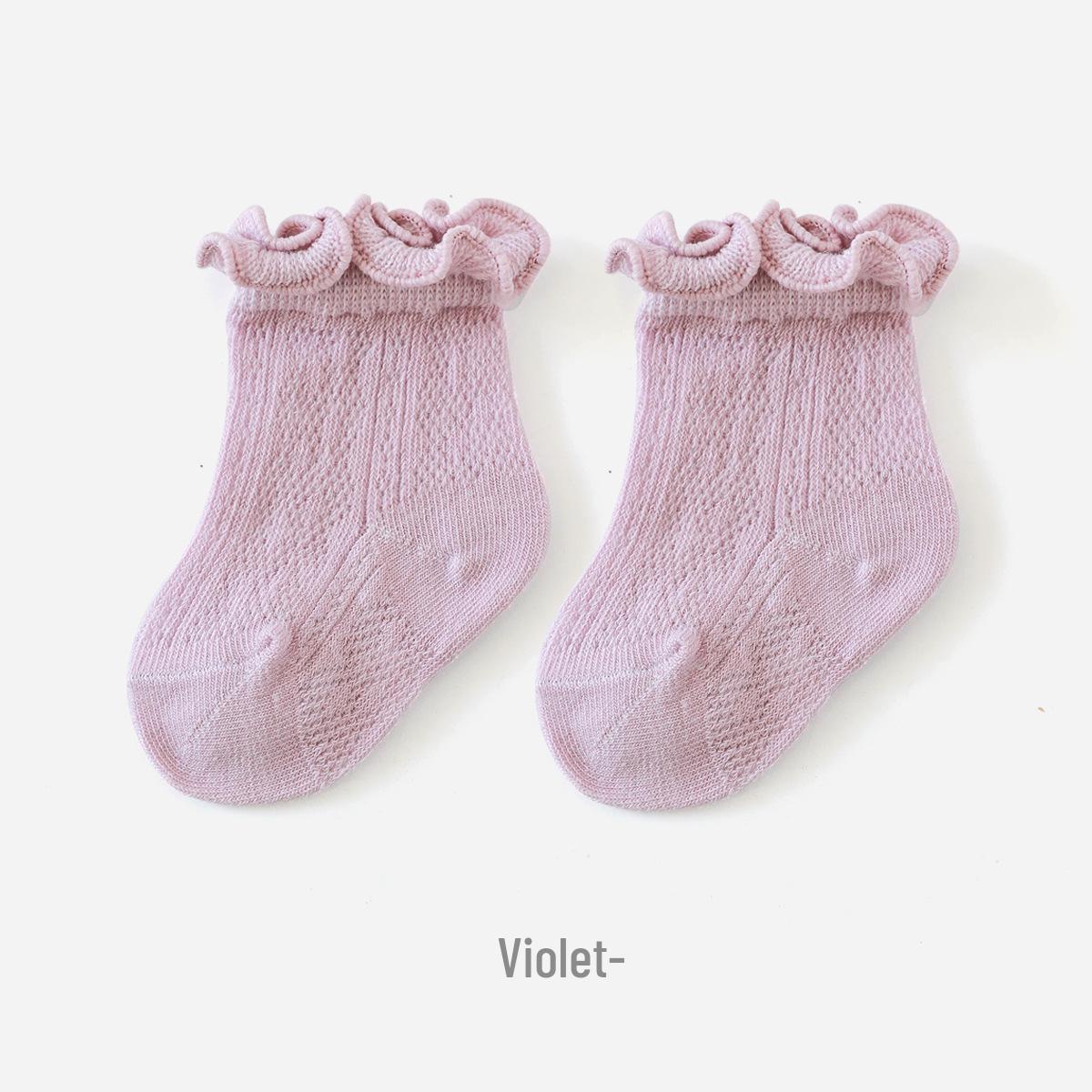 

Baby & Kids Summer Cotton Mesh Socks - Loose Fit with Ruffle Edge XL (Foot length 15-17 cm) 6-8 years