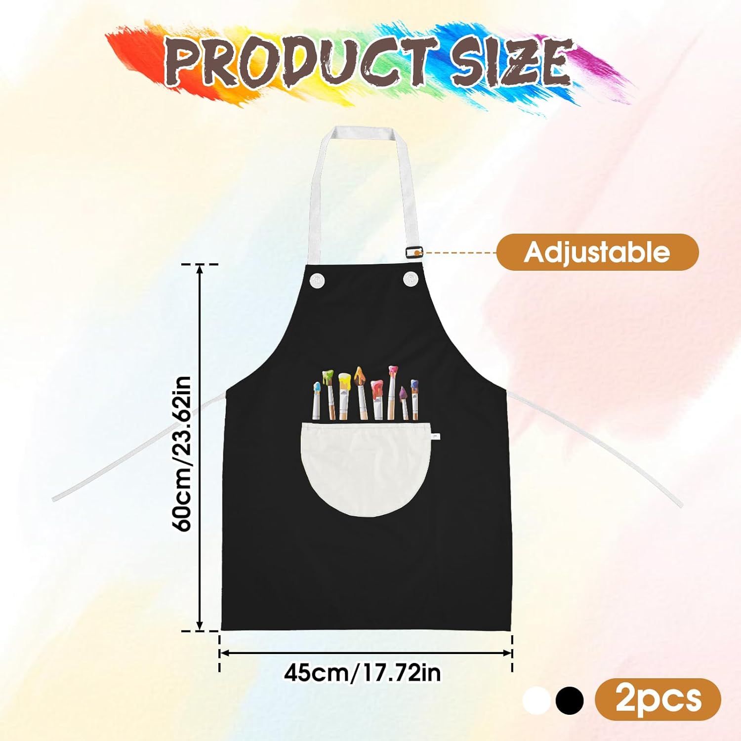 2 Pack Children s Apron, Adjustable Waterproof Art Apron with Pockets, Girls Boys Bib Aprons for Kids Painting Crafting Cooking Baking Art
