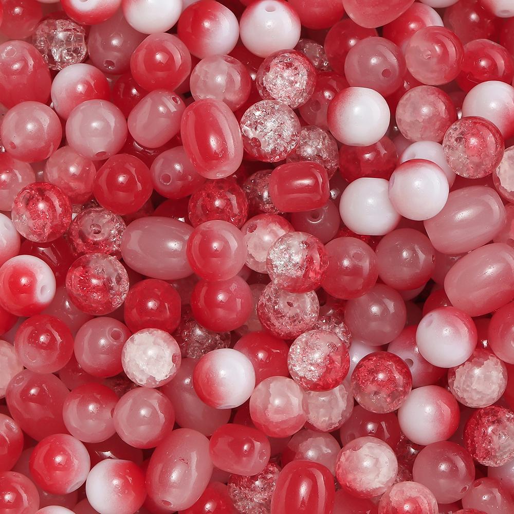 20/50Gram 7-10mm Mixed Style Glass Beads Round Oval Spacer Loose Bead for DIY Bracelet Necklace Earrings Jewelry Making