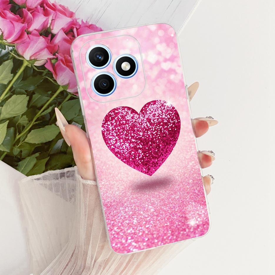 For Honor X8d 4G Case Cute Love Heart Painted Cover Soft Silicone Slim Phone Case For Honor X8d X 8d HonorX8d 4G Back Cover Bags