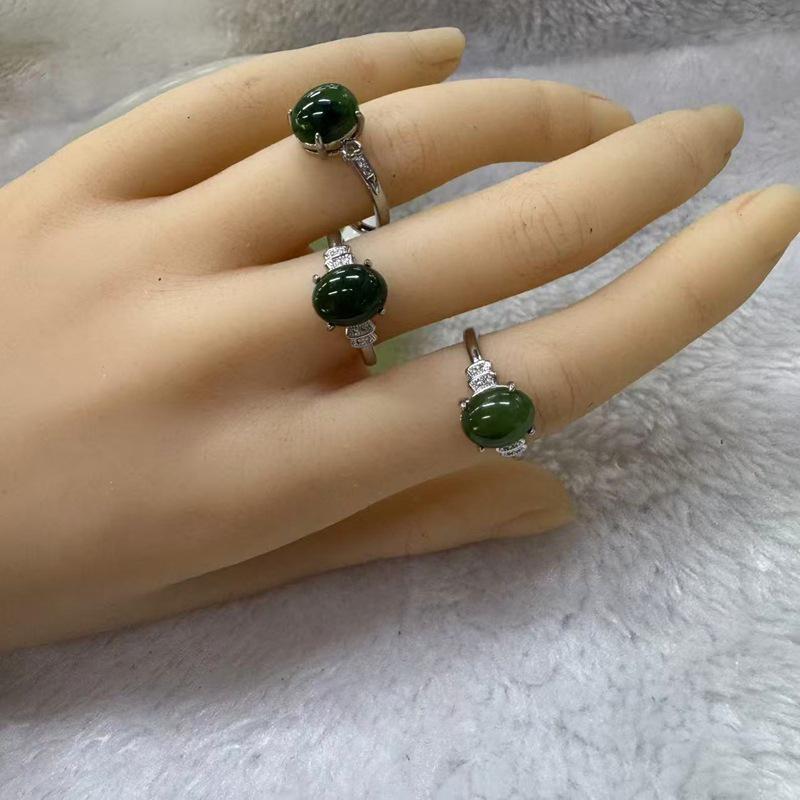 Natural Hetian Jade Ring with Steel Openable Setting - Quality Inspected