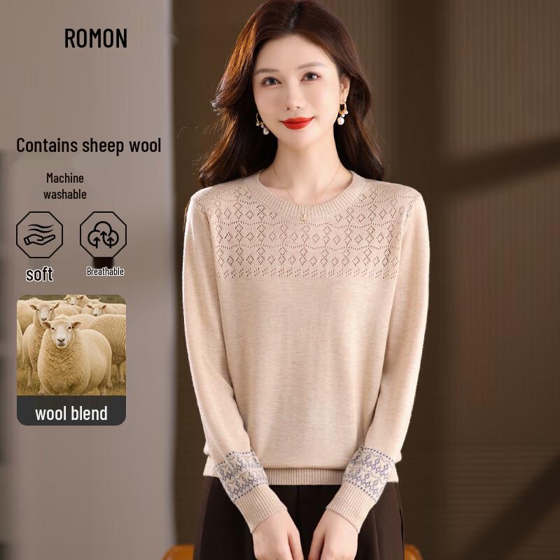 ROMON Women's Lamb Wool Blend Knit Sweater