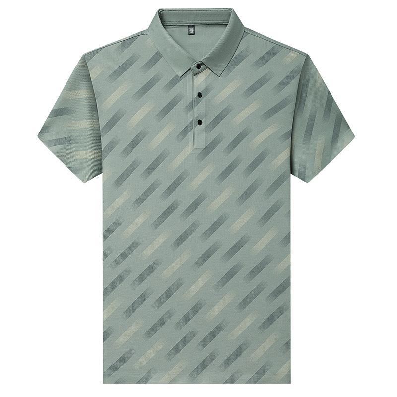 Short-sleeved Lead T-shirt Summer Thin Casual Half-sleeved Color Matching Lapel Polo Shirt Men's Dad Clothes