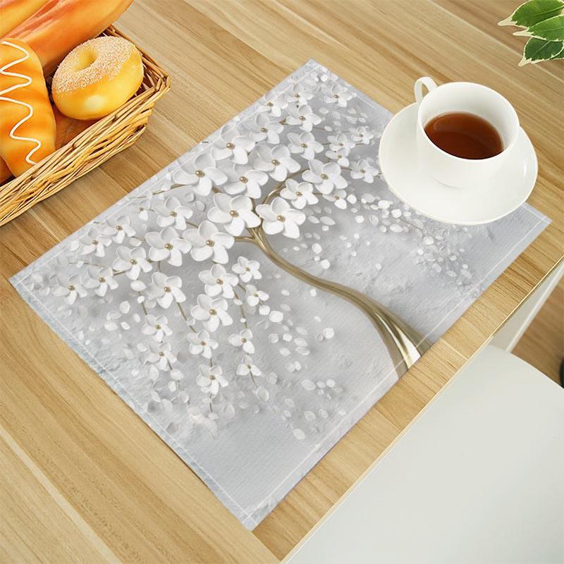 Motivi 3D Cvijetno Placemat Linen Fabric Table Mats Family Dinner Tableware Kitchen Table Mat 30X45cm