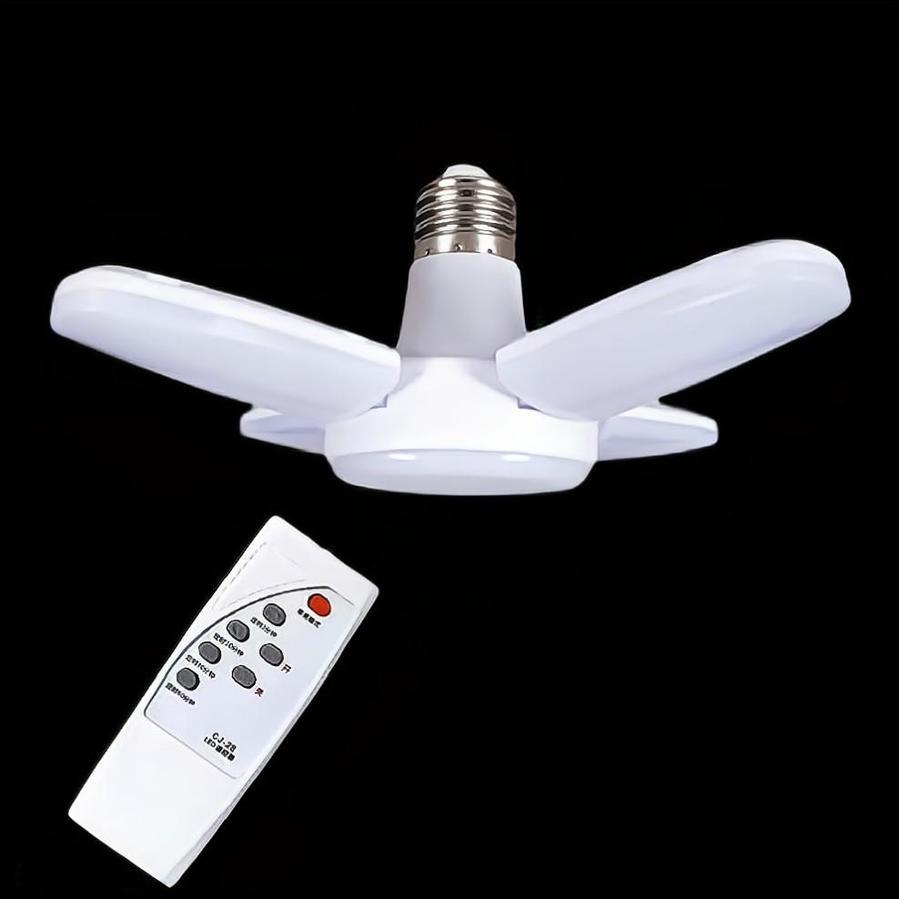 E27 LED Bulb Fan Blade Timing Lamp AC85V-265V 38W Foldable Led Light Bulb Lampada For Home Ceiling Light With Remote Controller
