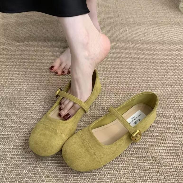 Fashion French ballet style round head shallow mouth flat sole shoes women's summer 2025 new versatile skirt Mary Jane shoes