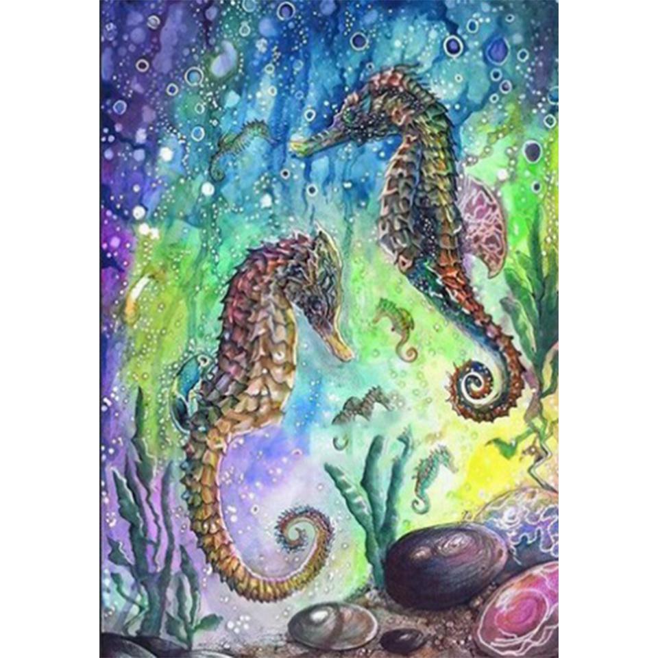 5D DIY Diamond Painting Seahorse Rhinestone Animal Picture Full Diamond Embroidery Cross Stitch Kit Gift Mosaic Home Decoration