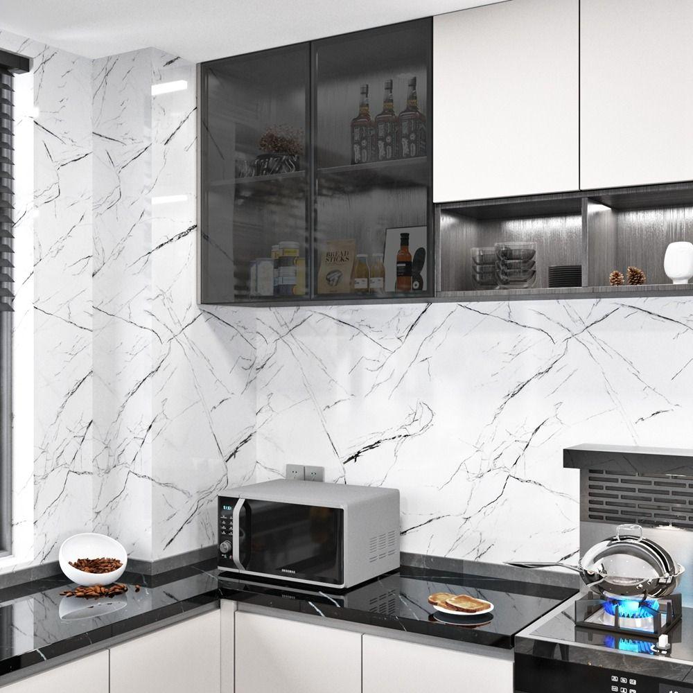 Waterproof Self Adhesive Marble Wallpaper Vinyl Film Wall Stickers Bathroom Kitchen Cupboard Room Decoration Sticky Paper Decal