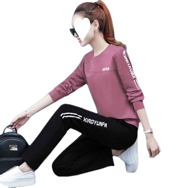 Sports Suit Women's Spring and Autumn Fashion Loose Korean Casual Wear Long-sleeved Trousers Two-piece Set